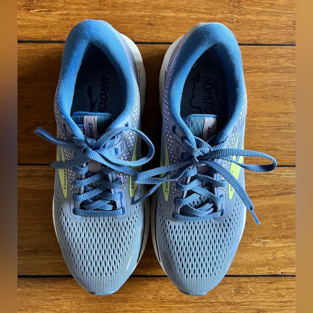 Brooks Ghost 14 Women's Running Shoes - Blue with Lime Accent Size 7.5 - Picture 3 of 10